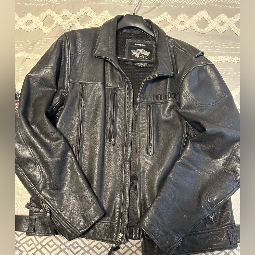 Authentic Harley Davidson leather motorcycle jacket.